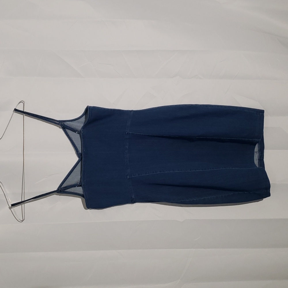 Denim Sleeveless Strappy Mini Dress Button Down Details Bodycon Juniors Large - Picture 6 of 8